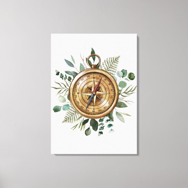 Watercolor Foliage Compass  Canvas Print (Front)
