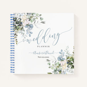 WATERCOLOR FOLIAGE DUSTY BLUE GUM WEDDING PLANNER NOTEBOOK