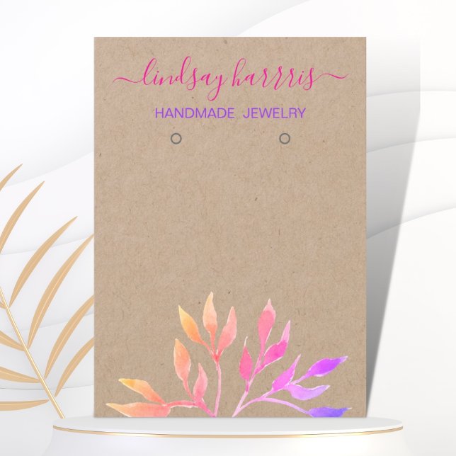 Watercolor Foliage Earrings Jewelry Display Card (Creator Uploaded)