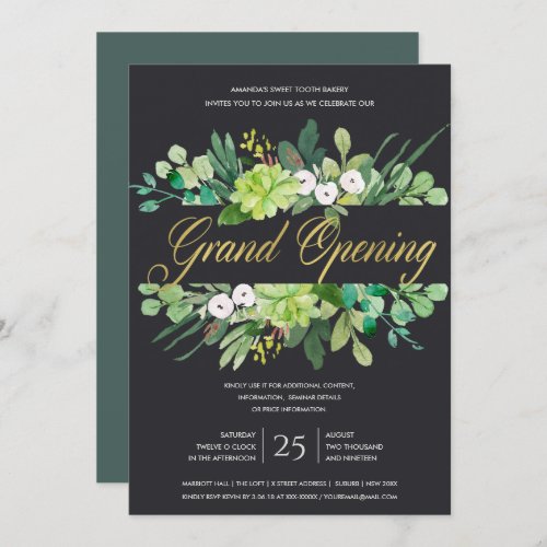 WATERCOLOR FOLIAGE FRAME GRAND OPENING CEREMONY INVITATION