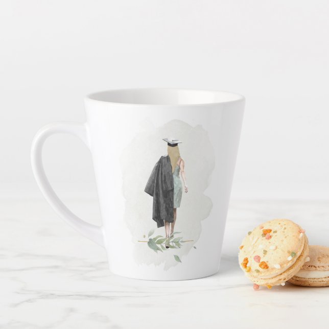 Watercolor Foliage Grad Girl Inspirational Quote Latte Mug (In Situ)