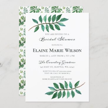 Watercolor Foliage Greenery Bridal Shower Invitation