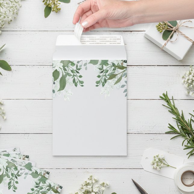 Watercolor Foliage Greenery Leaves Envelope Mailers (Creator Uploaded)