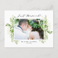 Watercolor Foliage Greenery Photo Just Married