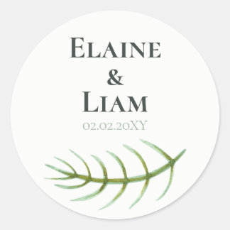 Watercolor Foliage Greenery Wedding Classic Round Sticker