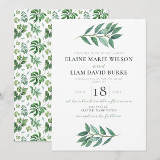 Watercolor Foliage Greenery Wedding Invitation