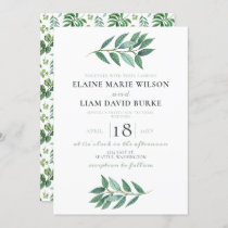 Watercolor Foliage Greenery Wedding Invitation