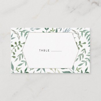 Watercolor Foliage Greenery Wedding Place Card by kittypieprints at Zazzle