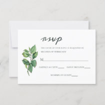 Watercolor Foliage Greenery Wedding RSVP Card