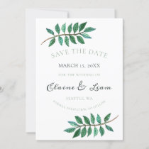 Watercolor Foliage Greenery Wedding Save The Date