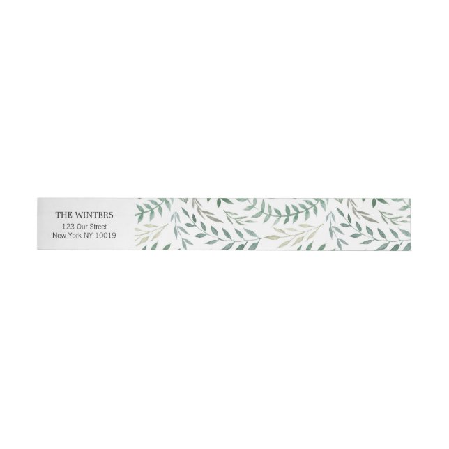Watercolor Foliage Greenery Wedding Wrap Around Address Label (Individual)