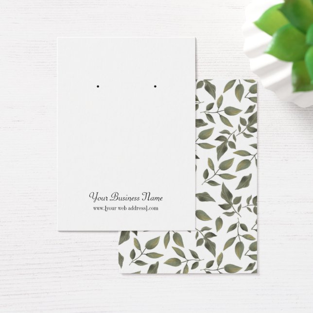 Watercolor Foliage Leaves Custom Earring Card (Desk)