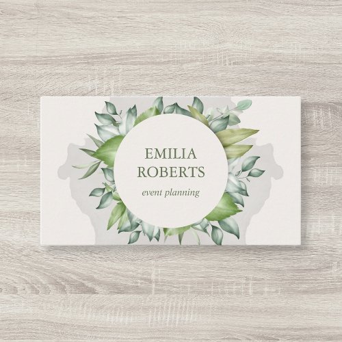 Watercolor Foliage Leaves Greenery Elegant Business Card