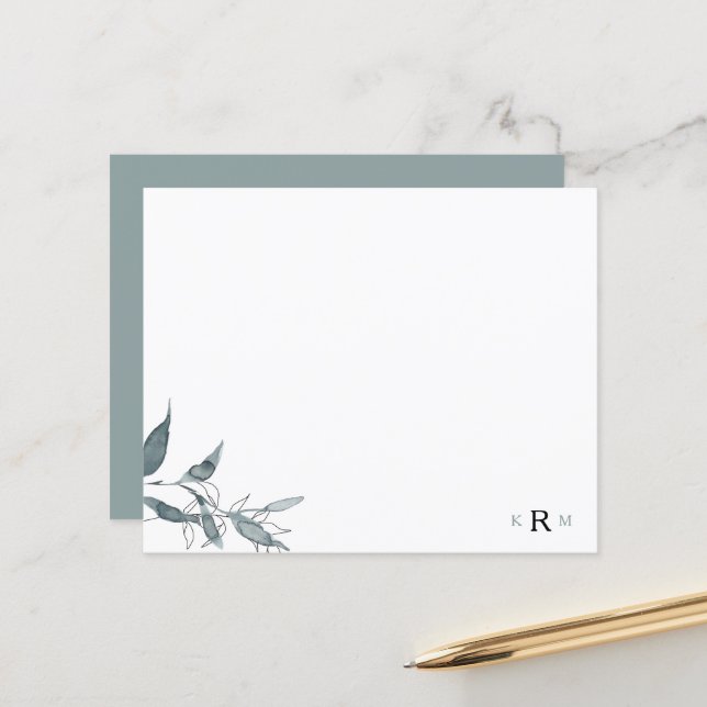 Watercolor Foliage Monogram Simple  (Front/Back In Situ)