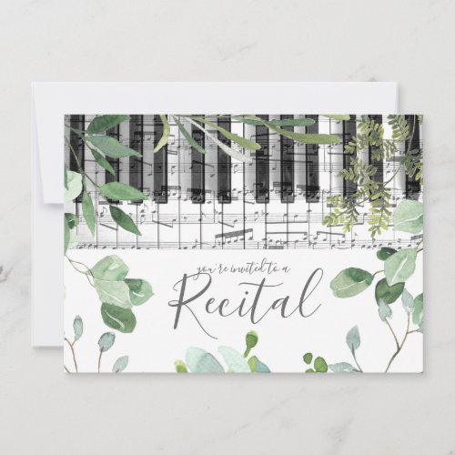 watercolor foliage music recital invitation