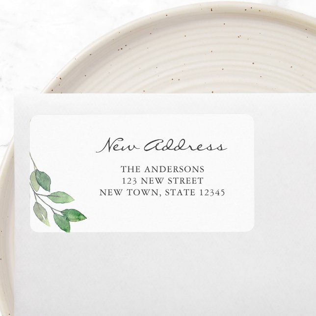 Watercolor Foliage New Address Greenery  Label (Creator Uploaded)