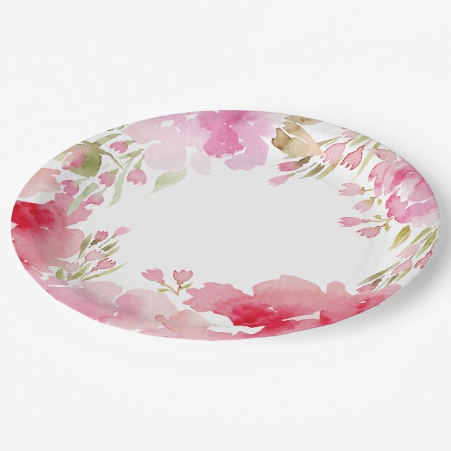 Watercolor Foliage Paper Plates (Angled)