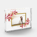 Watercolor Foliage Photo Block<br><div class="desc">This charming photo block features your favorite photo surrounded with a beautiful border of red, pink and gold leaves. CHANGE the date to the current year or you can delete it or add more information. Great as a gift or to display your favorite photo in your own home. *VERTICAL layout...</div>