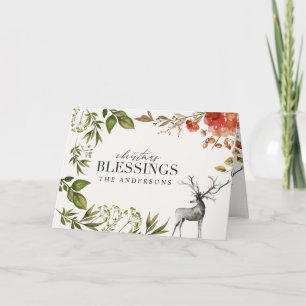 Watercolor foliage stag photo Christmas Card