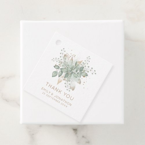 Watercolor Foliage Thank You Message Names Wedding Favor Tags