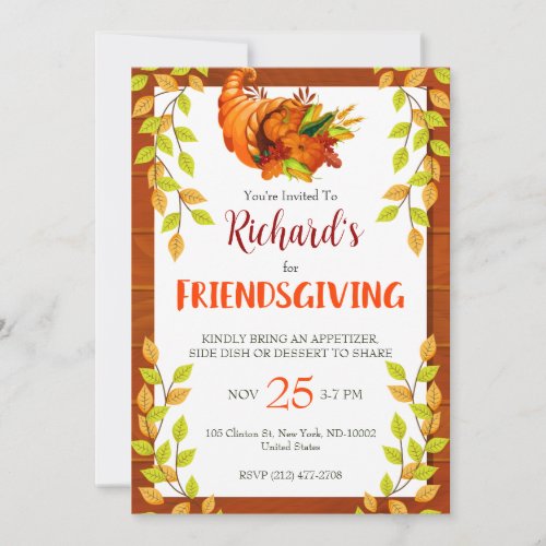 Watercolor Foliage Thanksgiving Feast Dinner Invitation