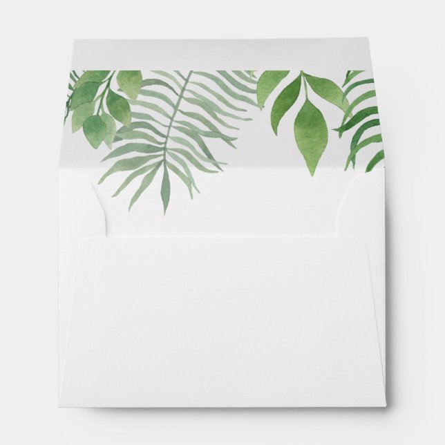 Watercolor Foliage Wedding Envelope (Back (Bottom))