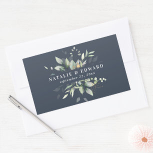 Watercolor foliage wedding favor rectangular sticker