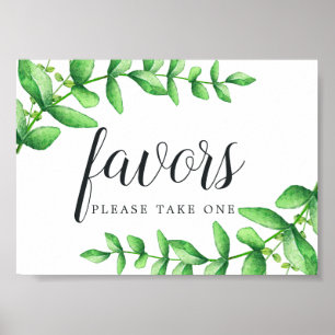 Watercolor Foliage Wedding Favor Sign