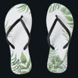 Watercolor Foliage Wedding Flip Flops<br><div class="desc">This design features luscious tropical watercolor green foliage with a modern and simplistic look. Coordinates with our Watercolor Foliage Wedding paper products and accessories. A great wedding favor for all the bridesmaids.</div>