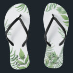 Watercolor Foliage Wedding Flip Flops<br><div class="desc">This design features luscious tropical watercolor green foliage with a modern and simplistic look. Coordinates with our Watercolor Foliage Wedding paper products and accessories. A great wedding favor for all the bridesmaids.</div>