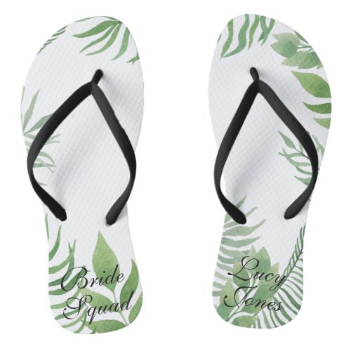 Watercolor Foliage Wedding Flip Flops