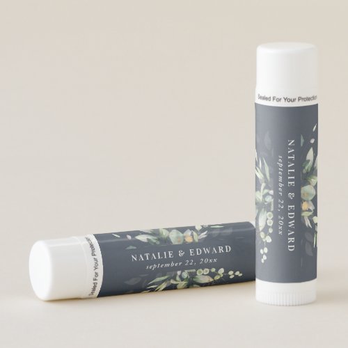 Watercolor foliage wedding party favor gift lip balm