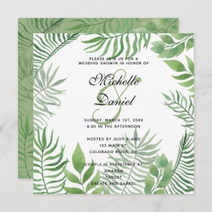 Watercolor Foliage Wedding Shower Invitation