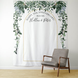 watercolor foliage with Modern arch backdrop