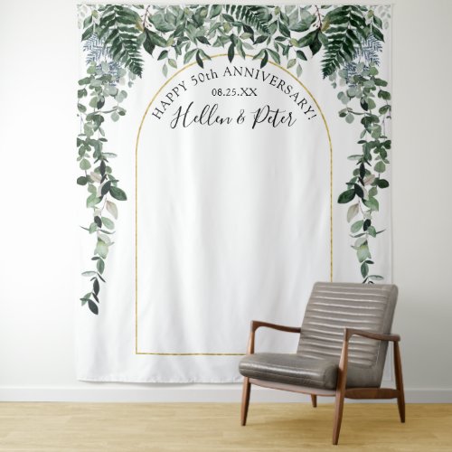 watercolor foliage with Modern arch backdrop