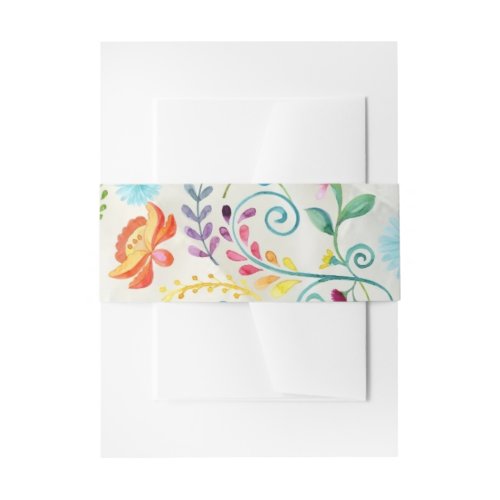 Watercolor Folk Flowers _ Customizable Invitation Belly Band