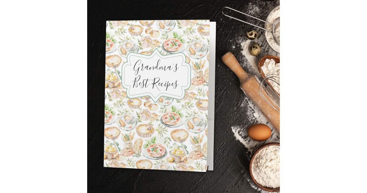 Cooking Folder Watercolor Food Family Cooking Recipe Cookbook Pocket Folder | Zazzle