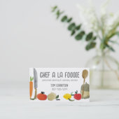 Watercolor food utensils cooking chef catering business card (Standing Front)