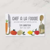 Watercolor food utensils cooking chef catering business card (Front)