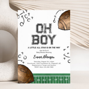 Watercolor Football Baby Shower Invitations