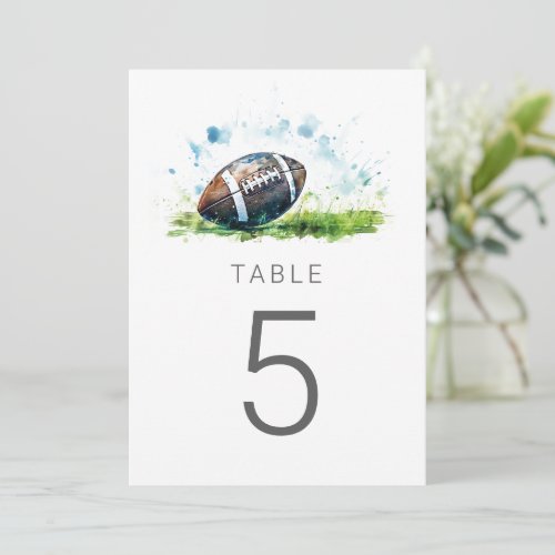 Watercolor Football Baby Shower Table Numbers