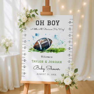 Watercolor Football Baby Shower Welcome Sign
