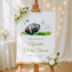Watercolor Football Baby Shower Welcome Sign