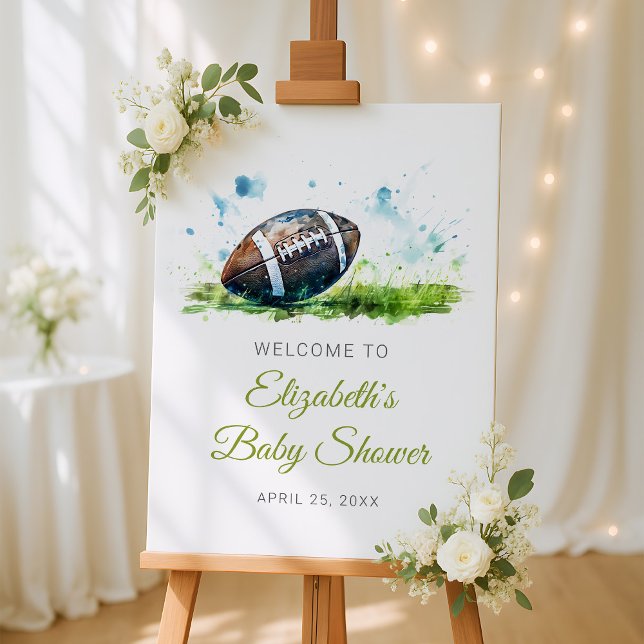 Watercolor Football Baby Shower Welcome Sign (Creator Uploaded)
