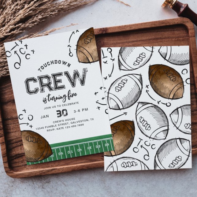 Watercolor Football Birthday Invitation (Creator Uploaded)