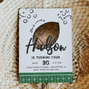 Watercolor Football Birthday Invitation