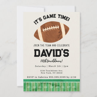 Watercolor Football Birthday Invitation for Boys