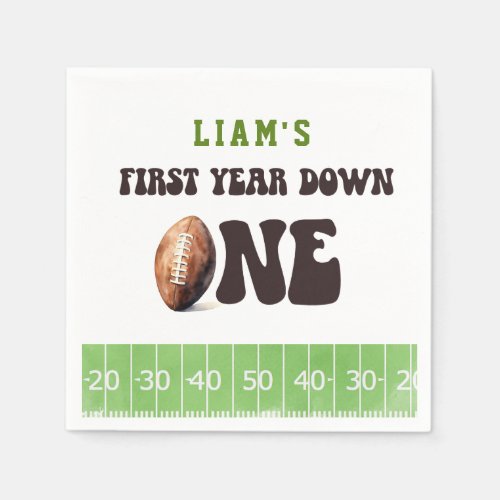 Watercolor Football First Year Down 1st Birthday  Napkins