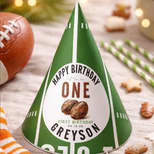 Watercolor Football First Year Down 1st Birthday Party Hat