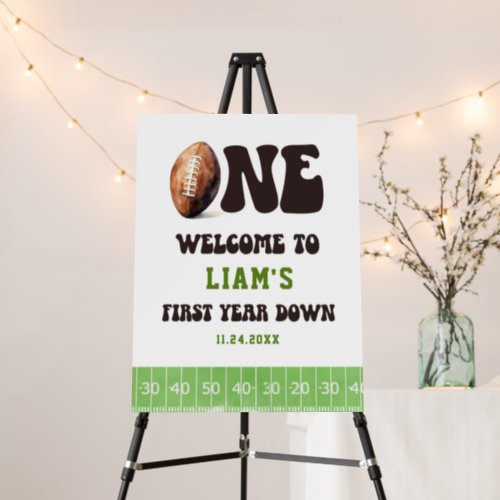 Watercolor Football One 1st Birthday Welcome Sign